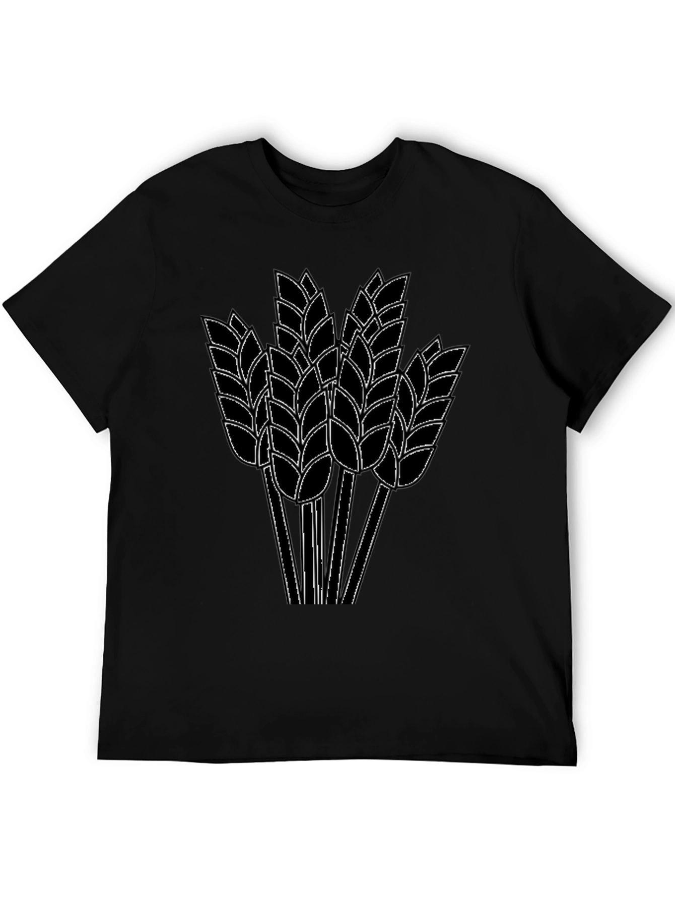 Wheat Graphic Print Black T-Shirt