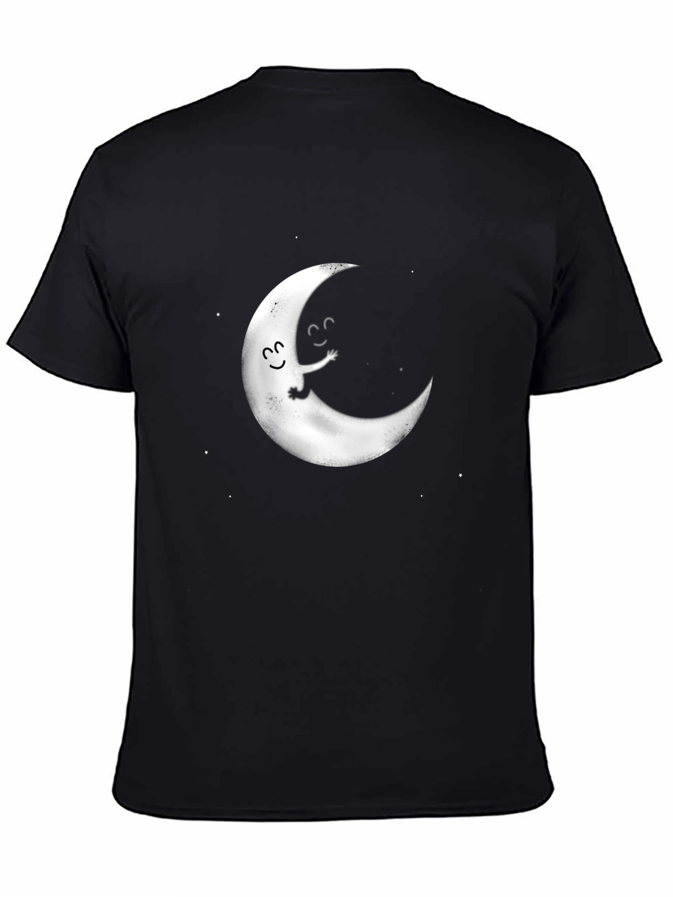 Cute Moon Graphic Tee - Black Cotton T-Shirt