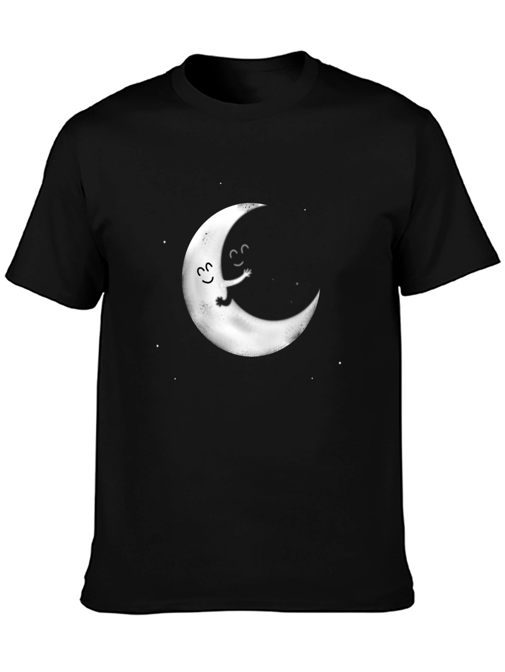 Cute Moon Graphic Tee - Black Cotton T-Shirt