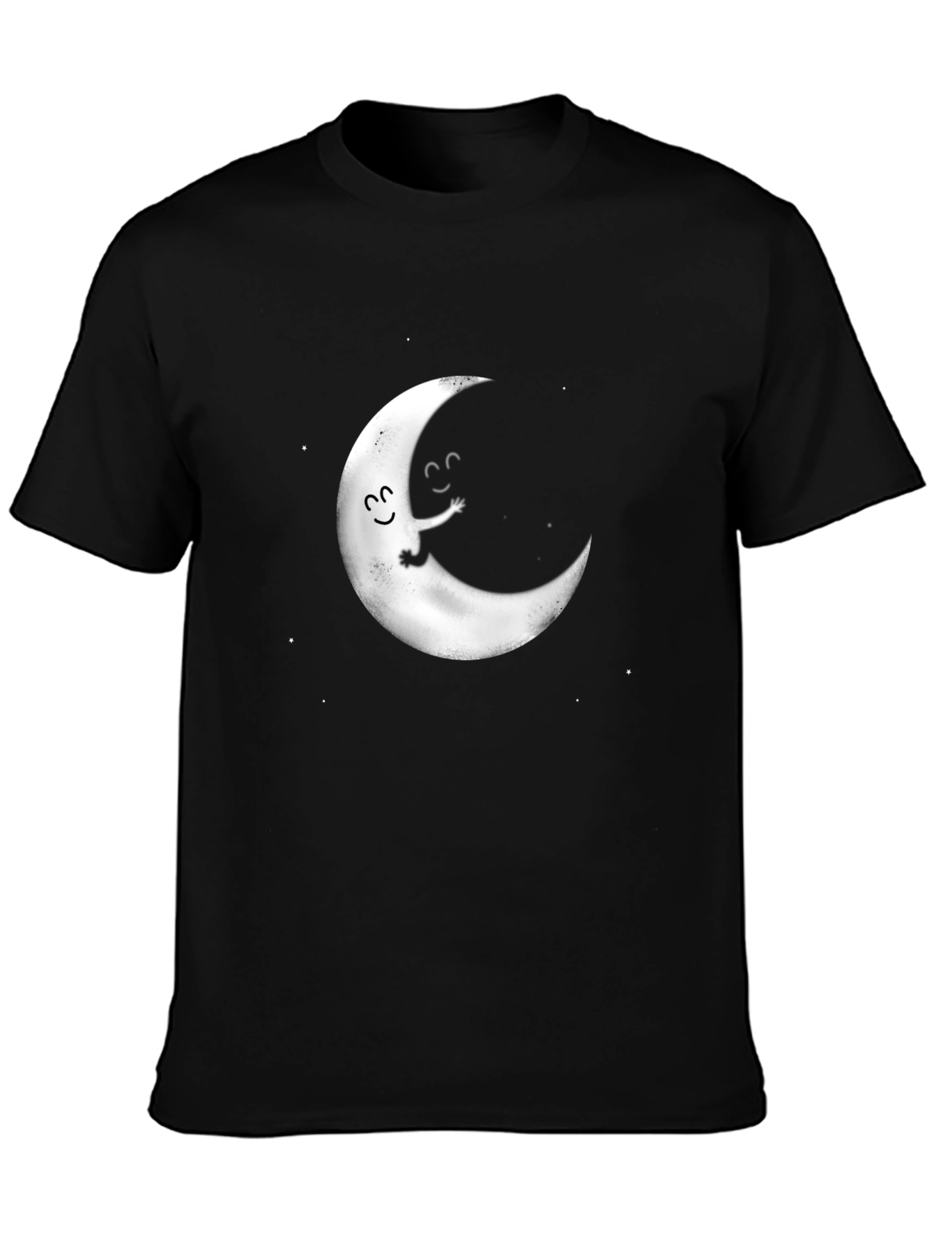 Cute Moon Graphic Tee - Black Cotton T-Shirt