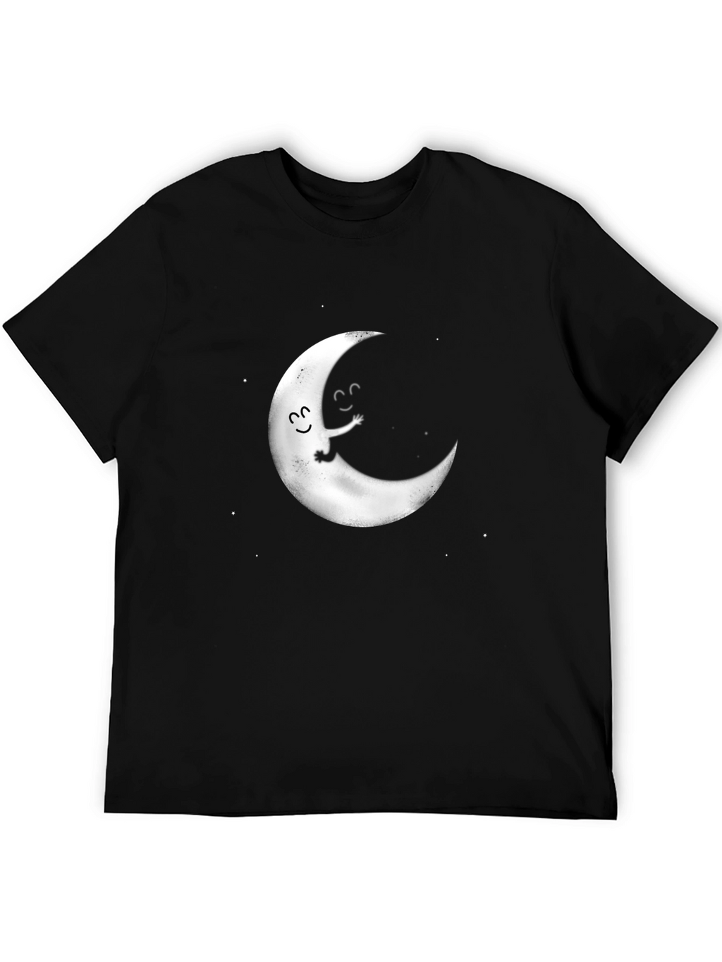 Cute Moon Graphic Tee - Black Cotton T-Shirt