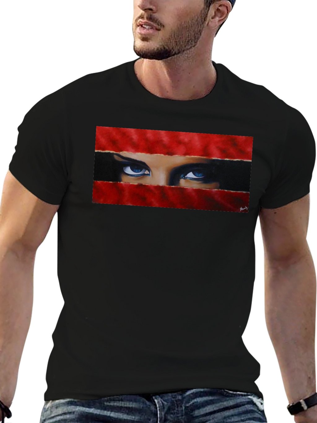 Intense Gaze Graphic Tee - Bold & Unique