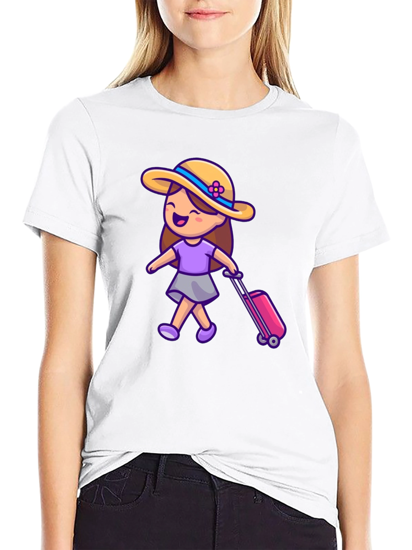 Travel Girl Graphic T-Shirt - Black Cotton Tee