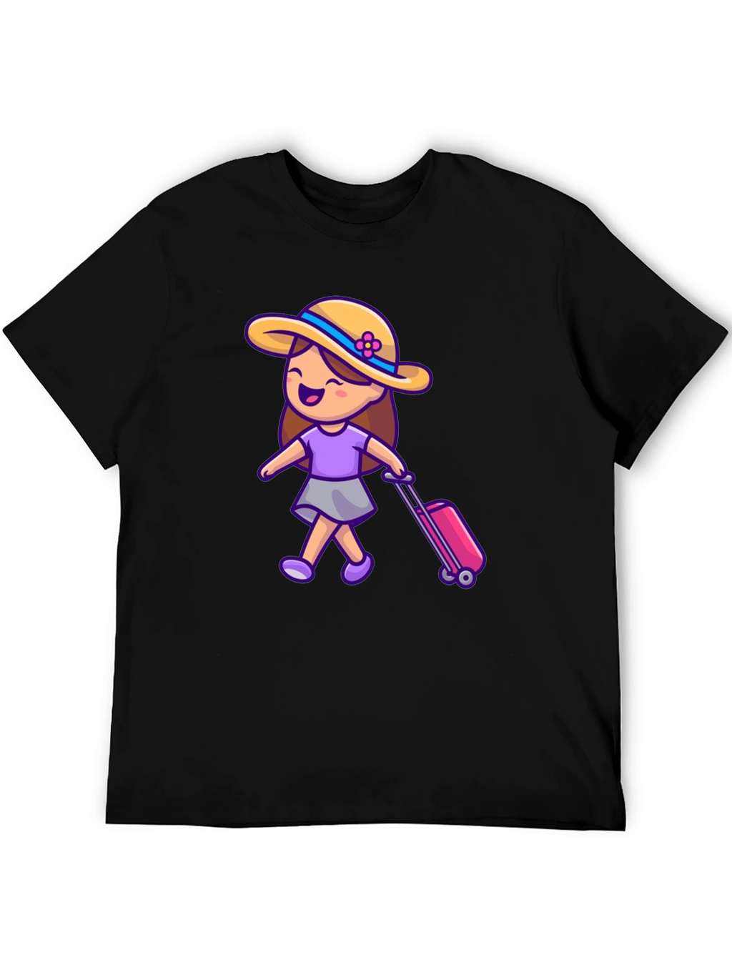 Travel Girl Graphic T-Shirt - Black Cotton Tee