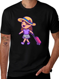 Travel Girl Graphic T-Shirt - Black Cotton Tee