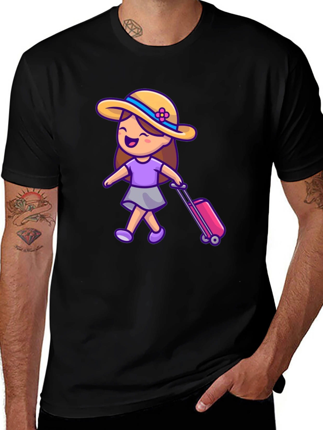 Travel Girl Graphic T-Shirt - Black Cotton Tee