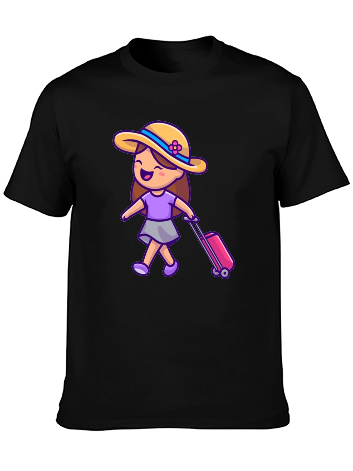 Travel Girl Graphic T-Shirt - Black Cotton Tee