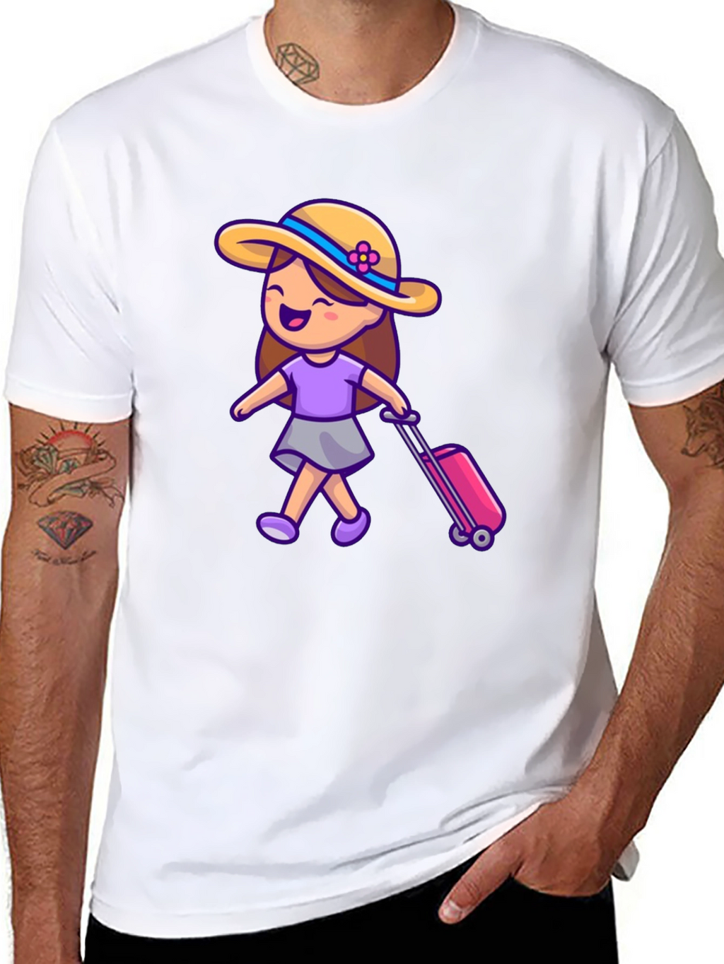 Travel Girl Graphic T-Shirt - Black Cotton Tee