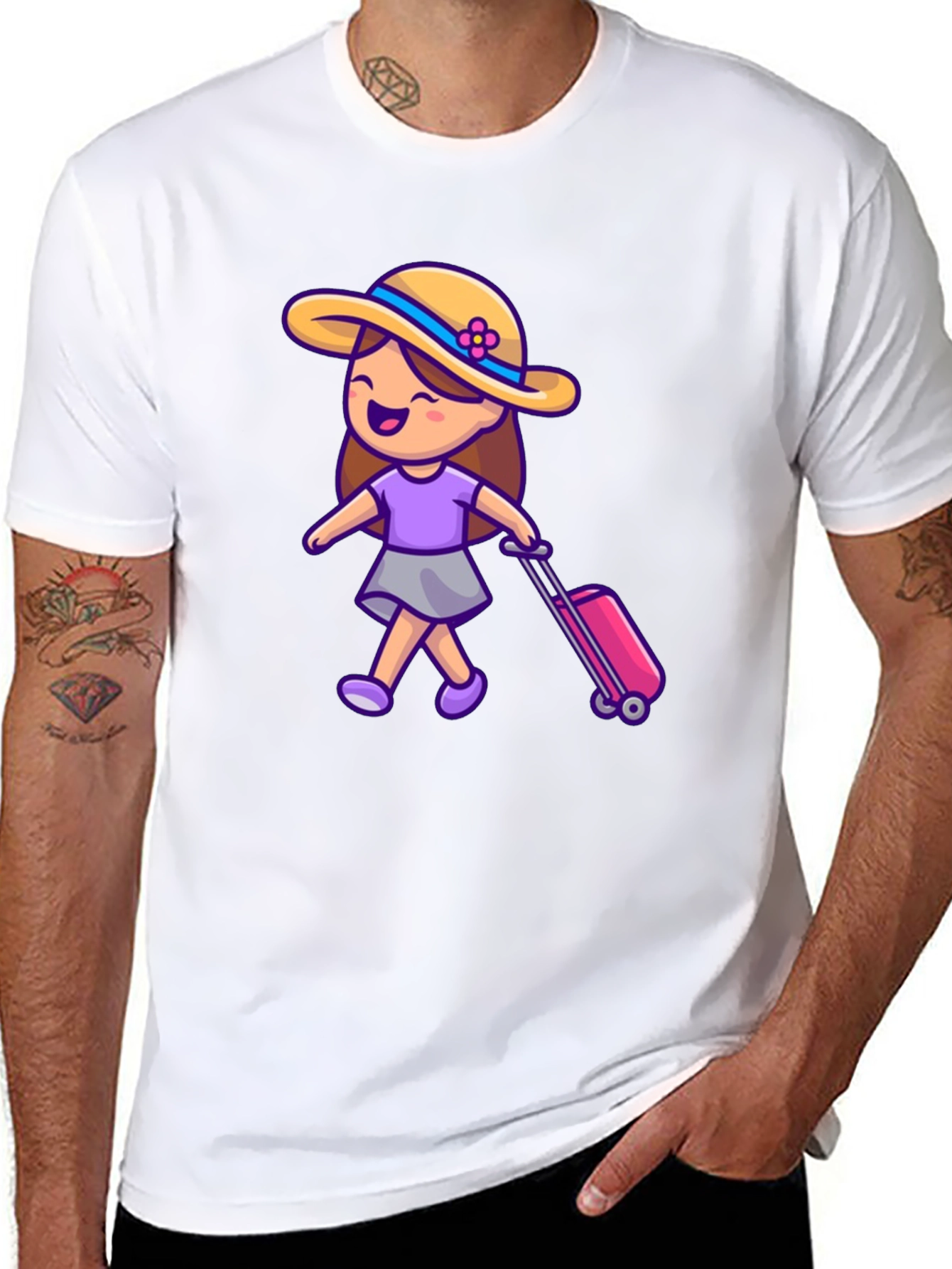 Travel Girl Graphic T-Shirt - Black Cotton Tee