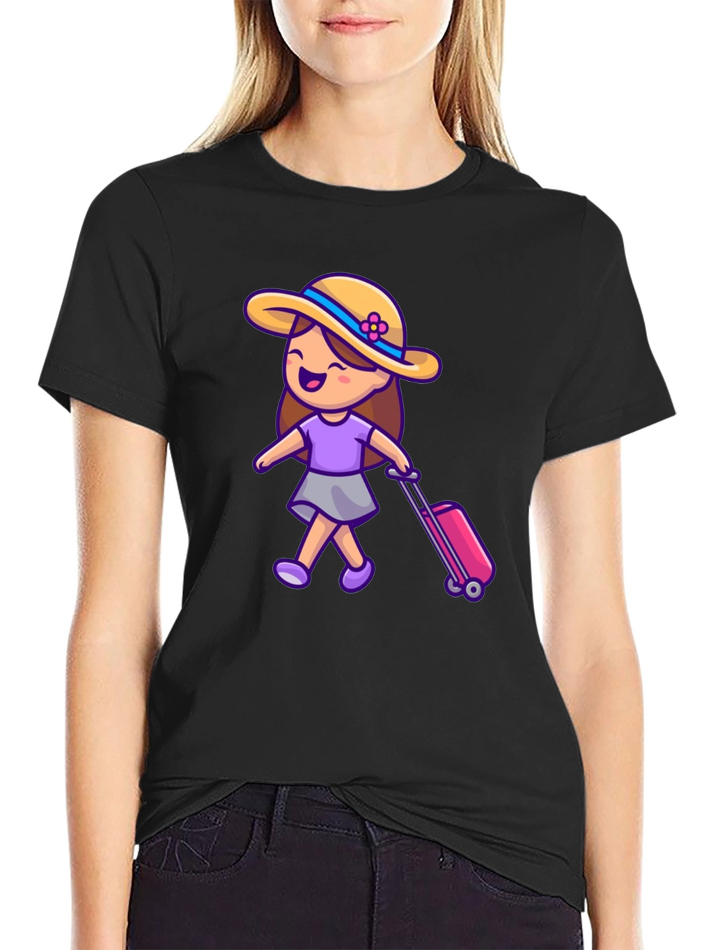Travel Girl Graphic T-Shirt - Black Cotton Tee