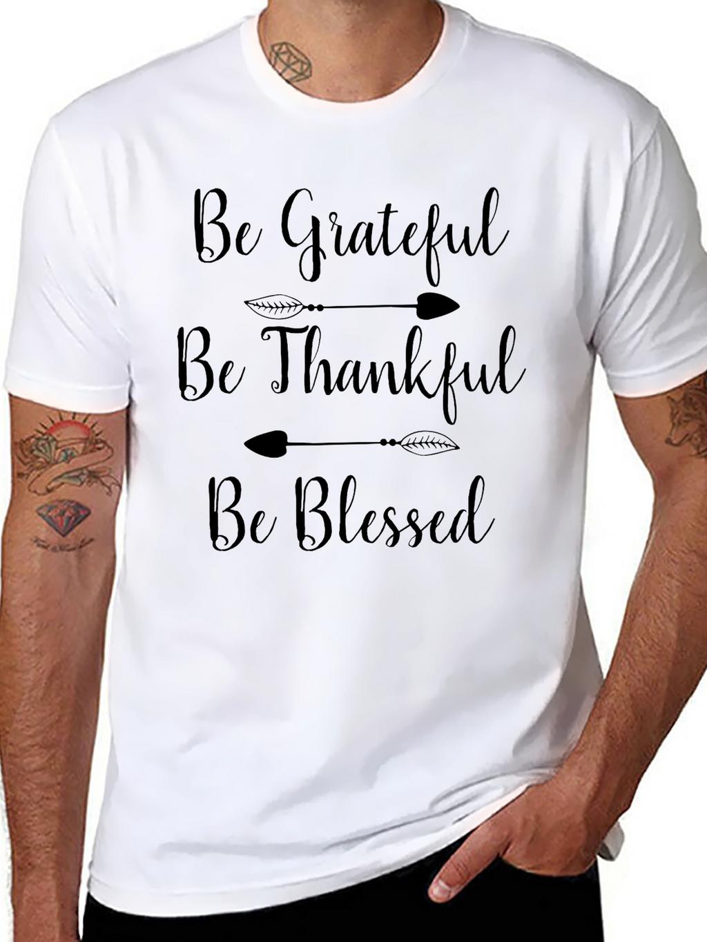 Grateful Thankful Blessed Black T-Shirt
