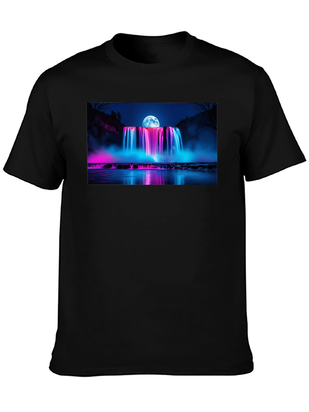 Neon Waterfall T-Shirt - Nightscape Design