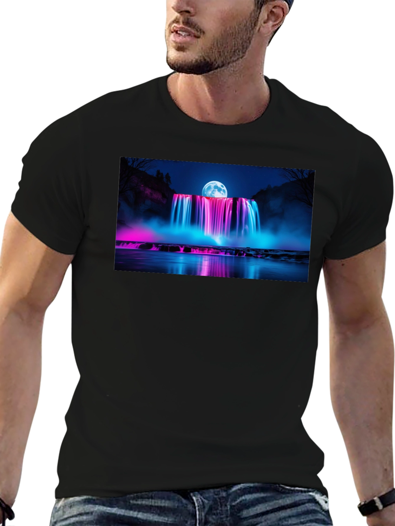 Neon Waterfall T-Shirt - Nightscape Design