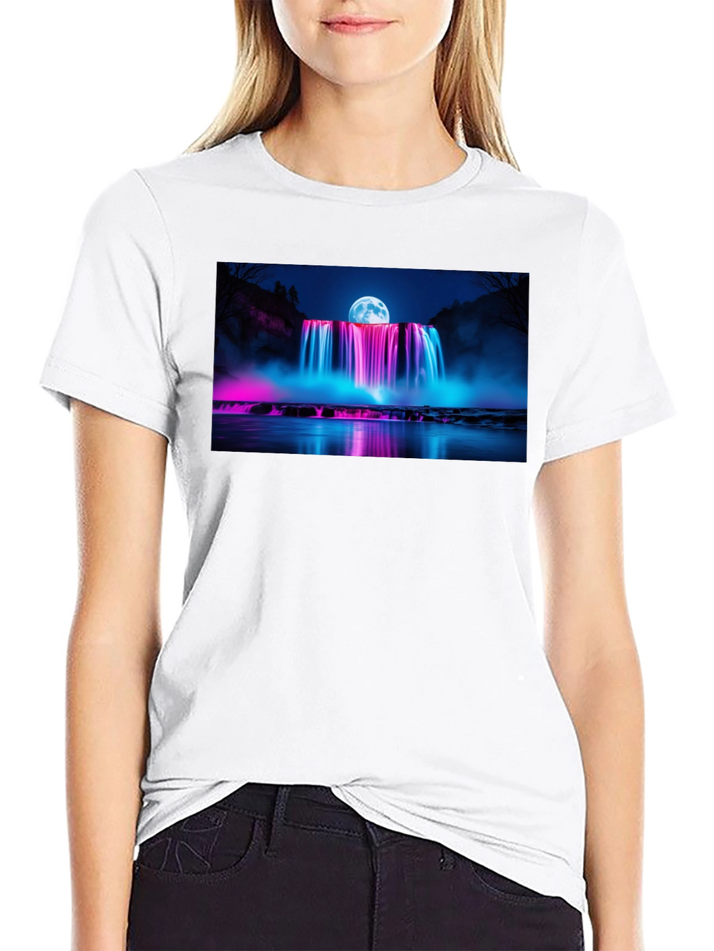Neon Waterfall T-Shirt - Nightscape Design