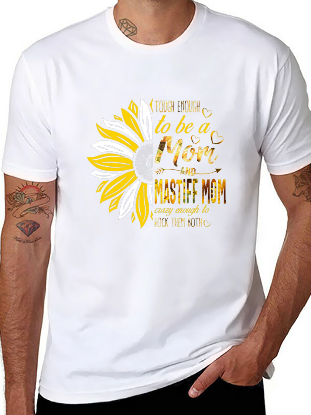 Tough Enough Mastiff Mom Sunflower Graphic T-Shirt