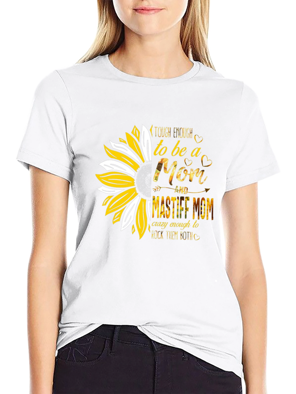 Tough Enough Mastiff Mom Sunflower Graphic T-Shirt