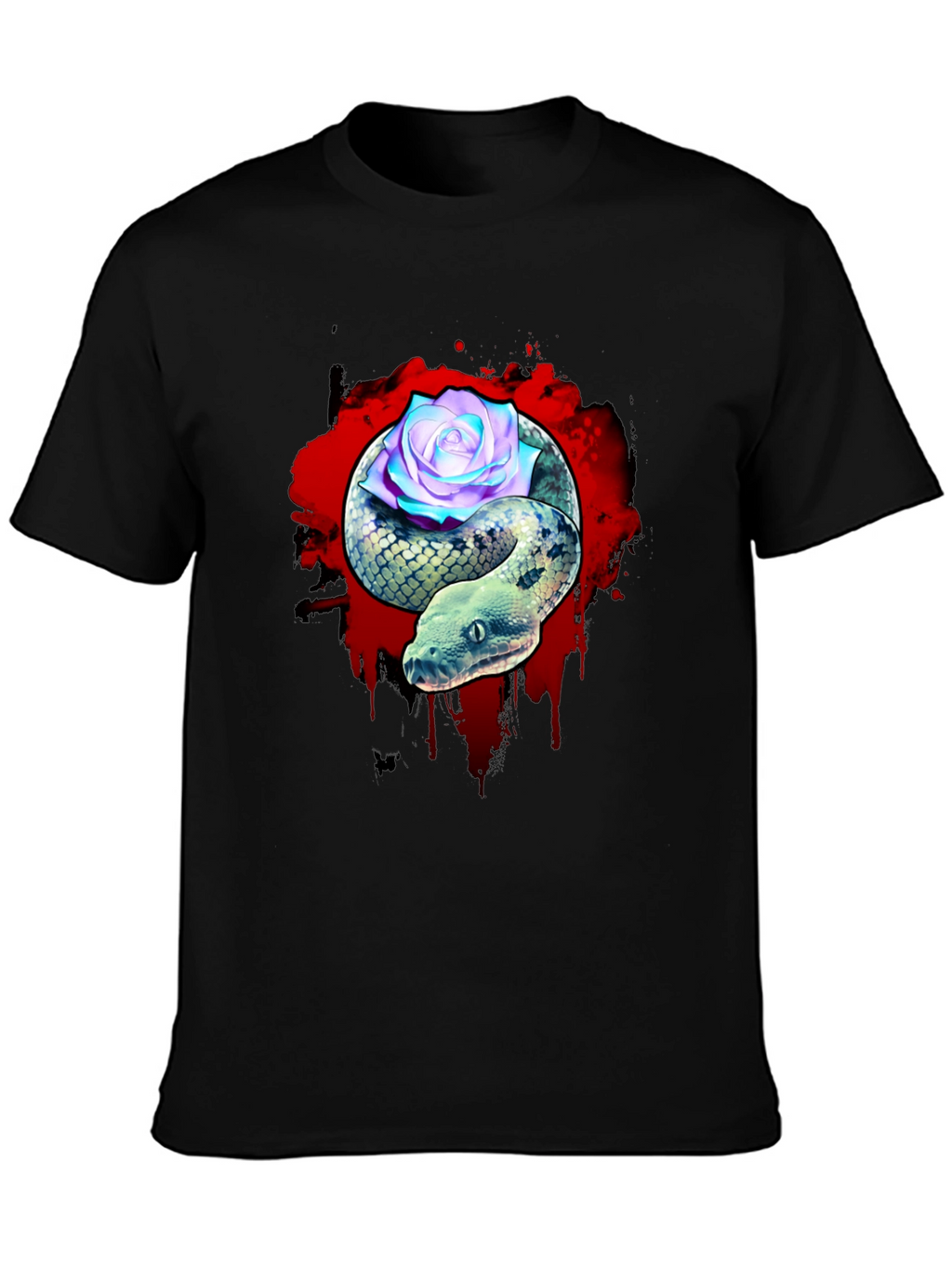 Snake and Rose Graphic T-Shirt - Unique Design