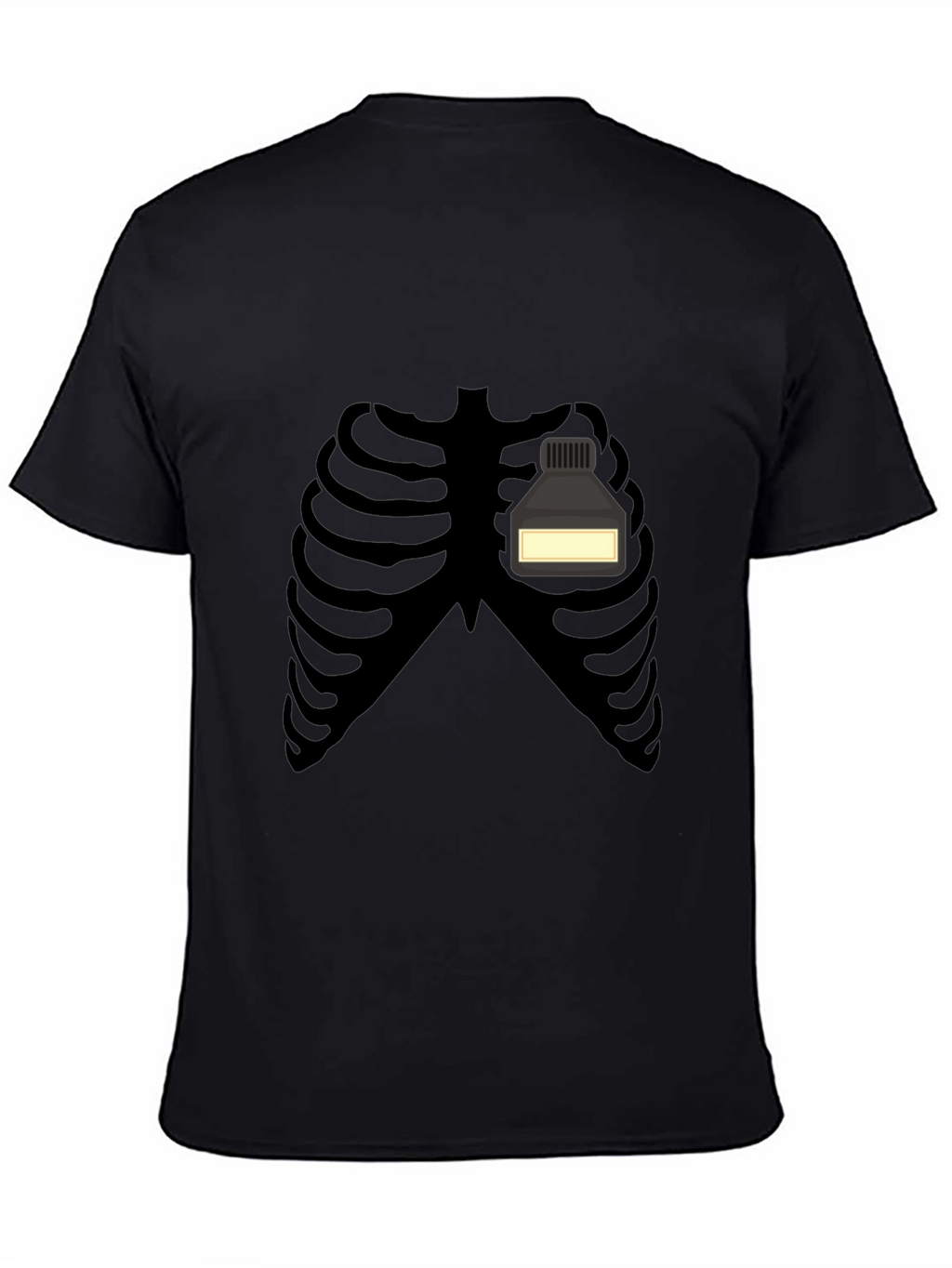 Skeleton Rib Cage Ink Bottle Funny Graphic T-Shirt