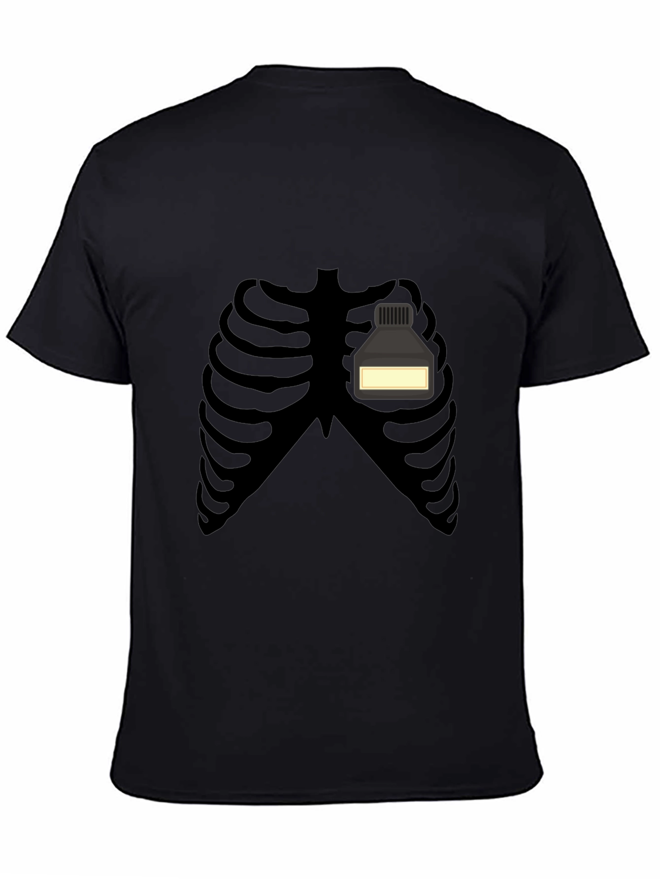 Skeleton Rib Cage Ink Bottle Funny Graphic T-Shirt