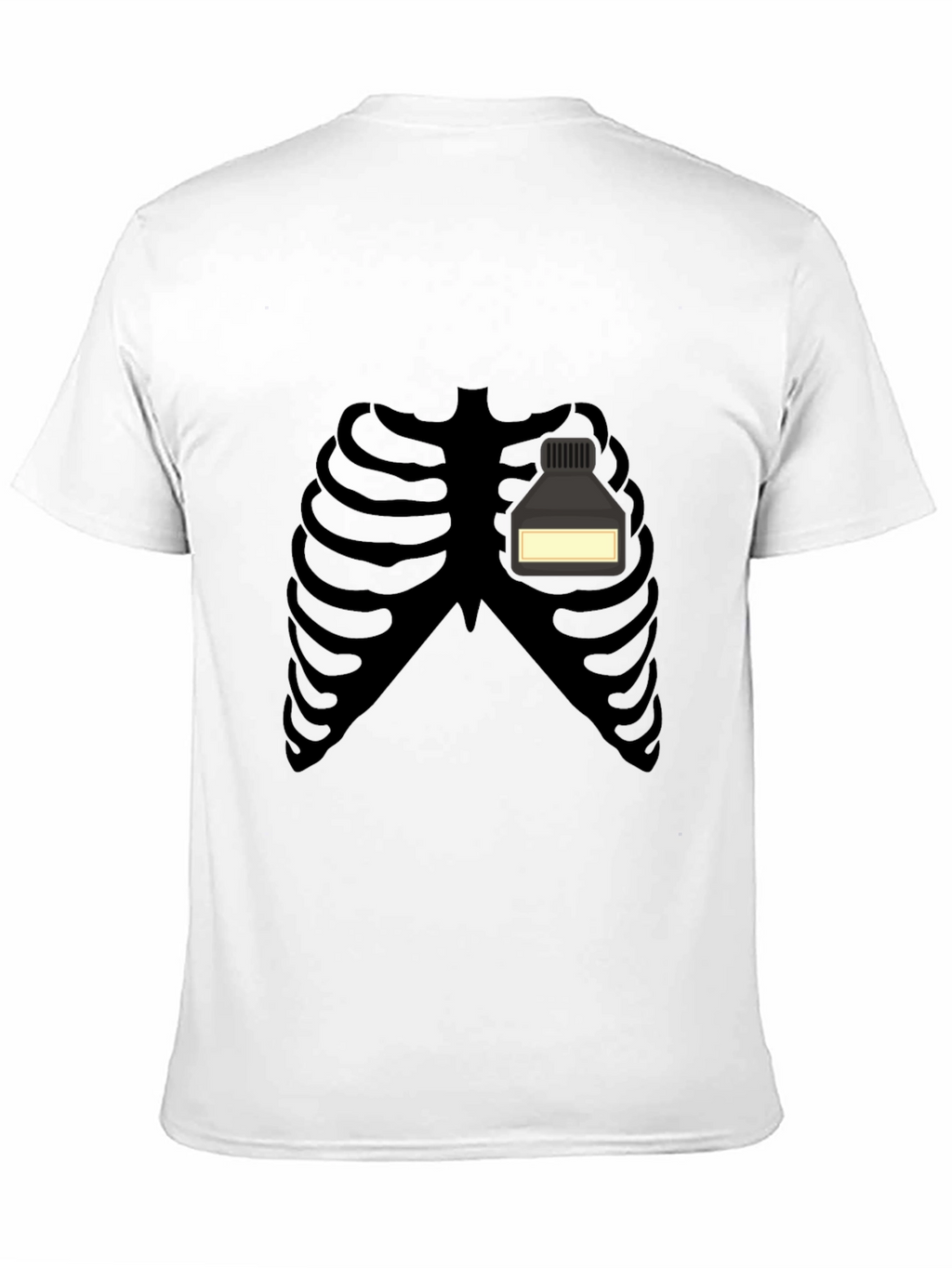 Skeleton Rib Cage Ink Bottle Funny Graphic T-Shirt