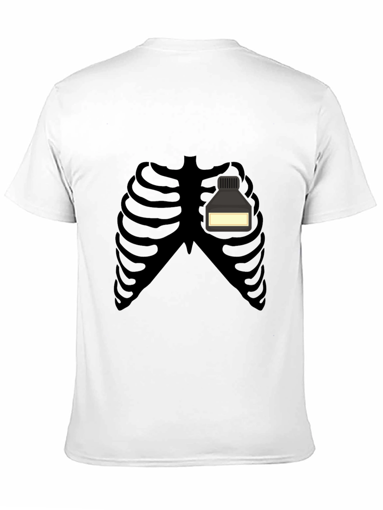 Skeleton Rib Cage Ink Bottle Funny Graphic T-Shirt