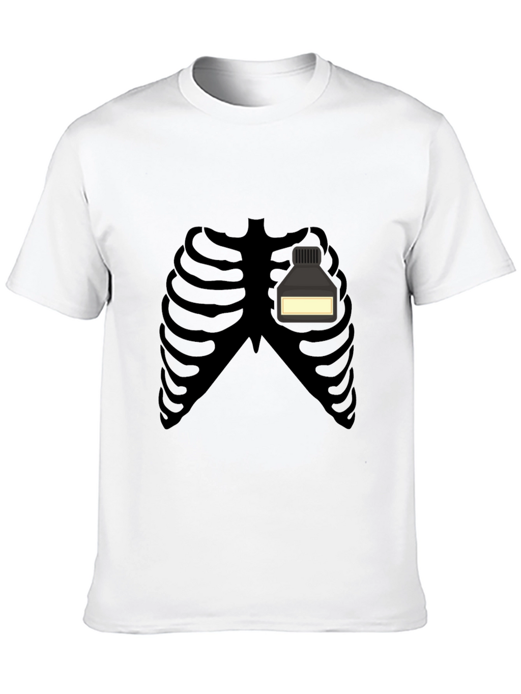 Skeleton Rib Cage Ink Bottle Funny Graphic T-Shirt