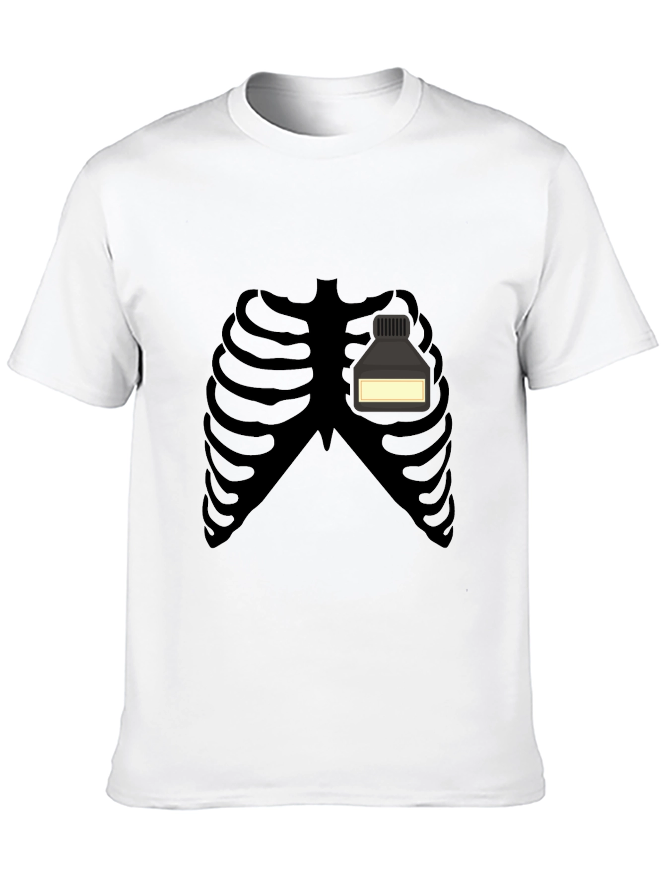 Skeleton Rib Cage Ink Bottle Funny Graphic T-Shirt