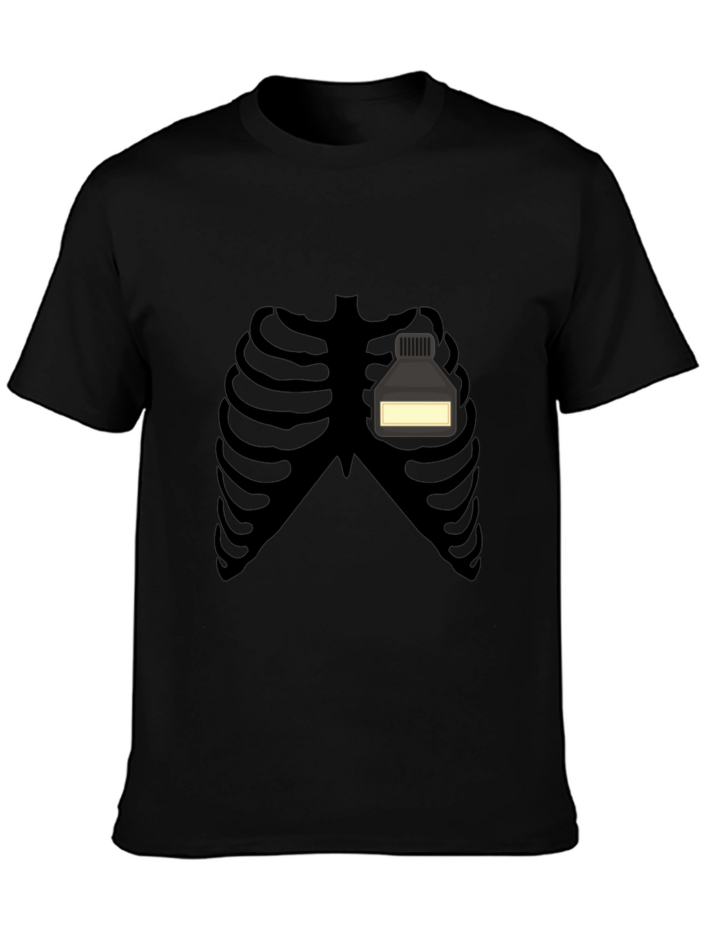 Skeleton Rib Cage Ink Bottle Funny Graphic T-Shirt