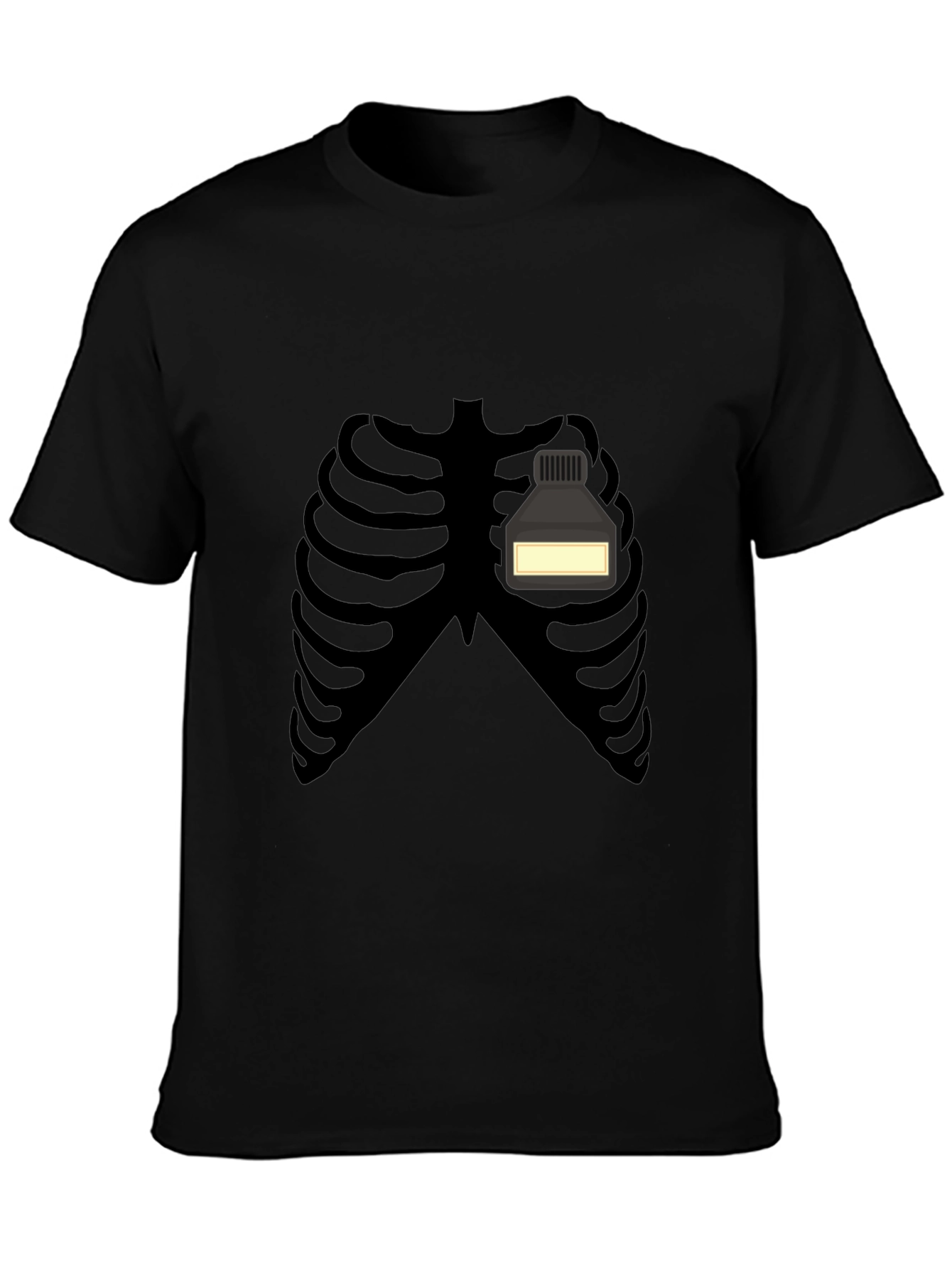 Skeleton Rib Cage Ink Bottle Funny Graphic T-Shirt