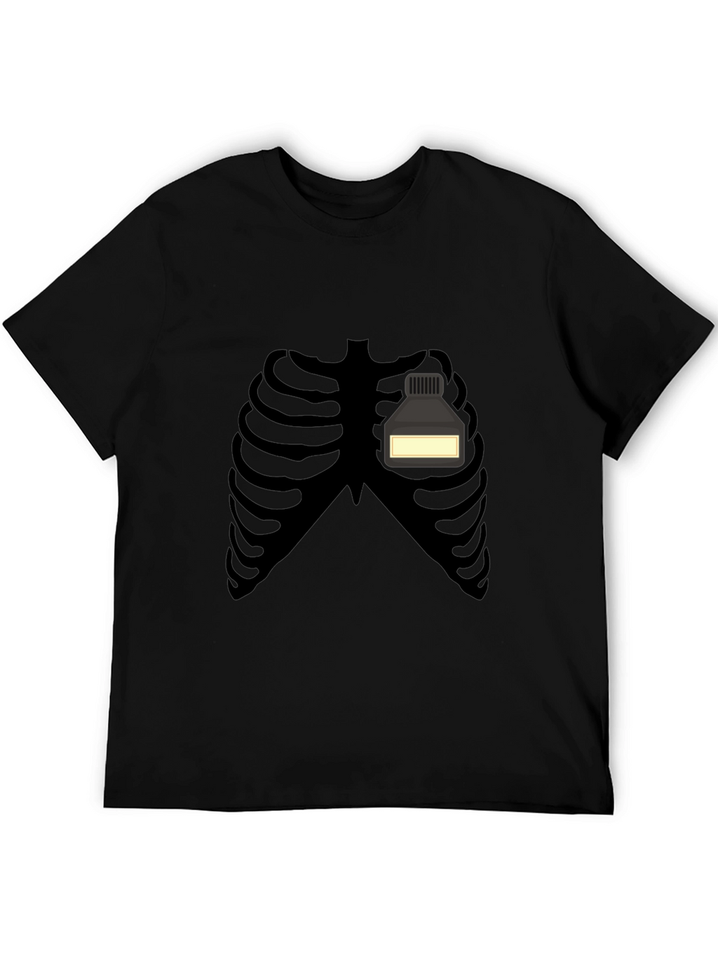 Skeleton Rib Cage Ink Bottle Funny Graphic T-Shirt