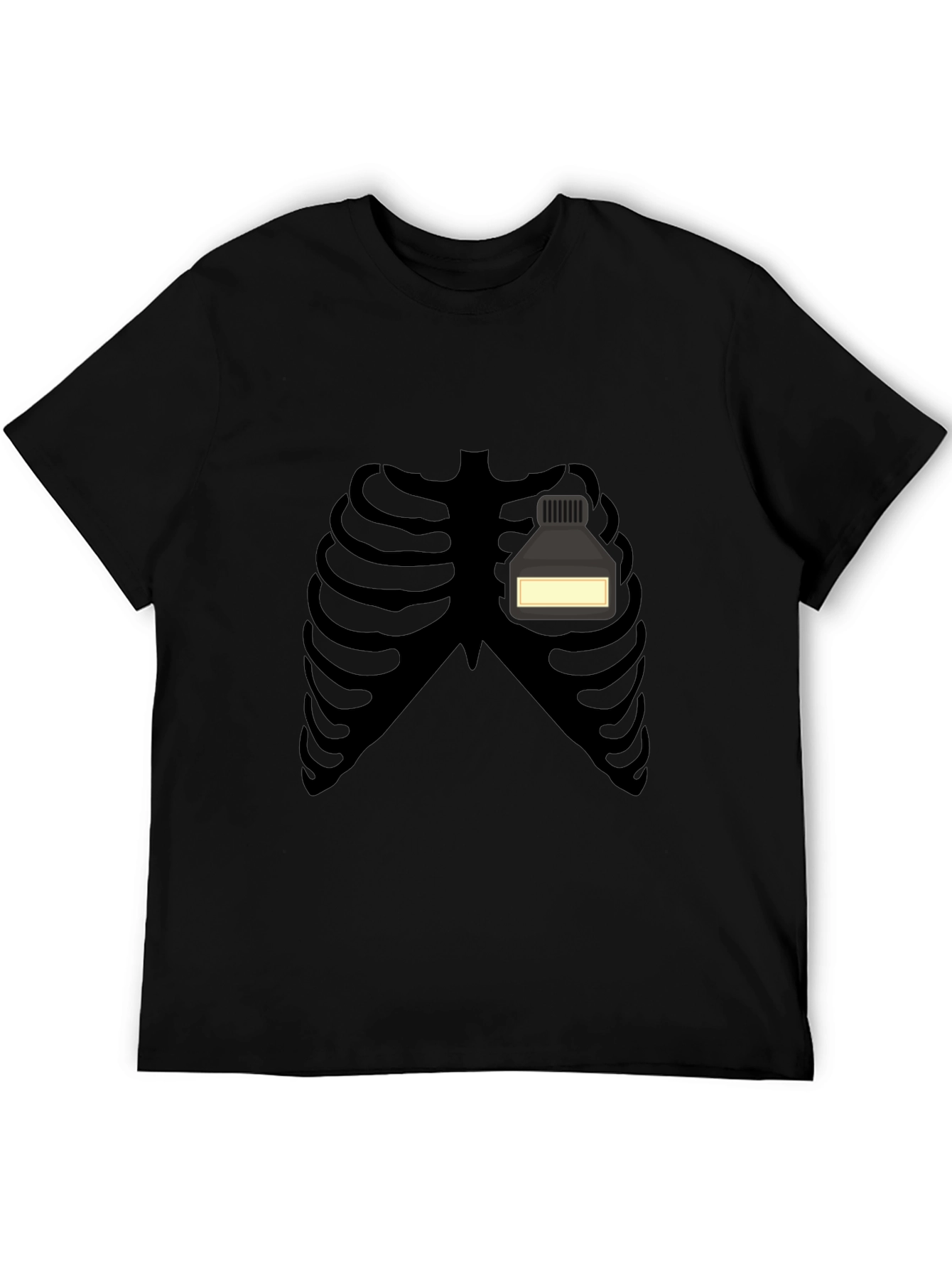 Skeleton Rib Cage Ink Bottle Funny Graphic T-Shirt