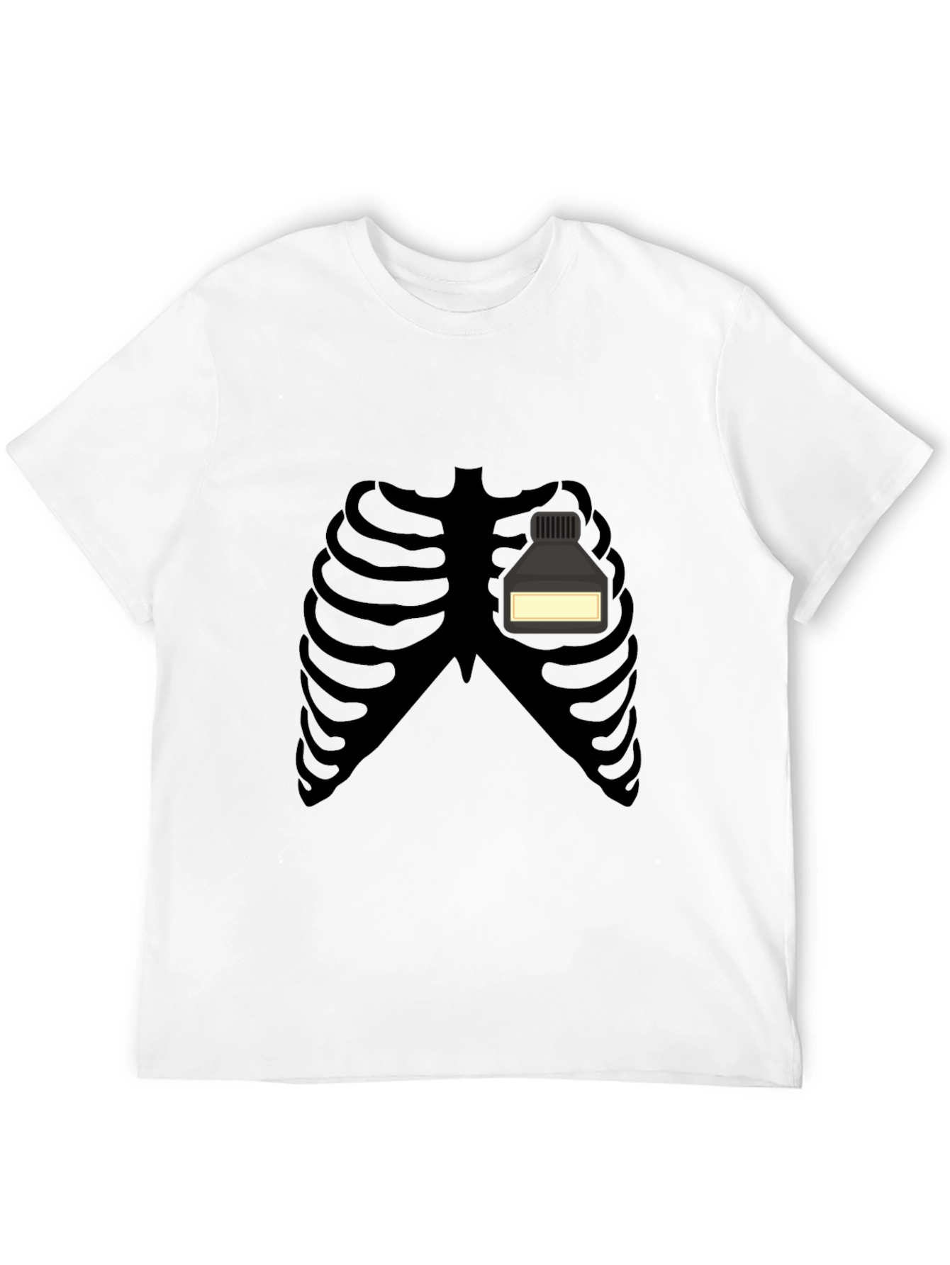 Skeleton Rib Cage Ink Bottle Funny Graphic T-Shirt