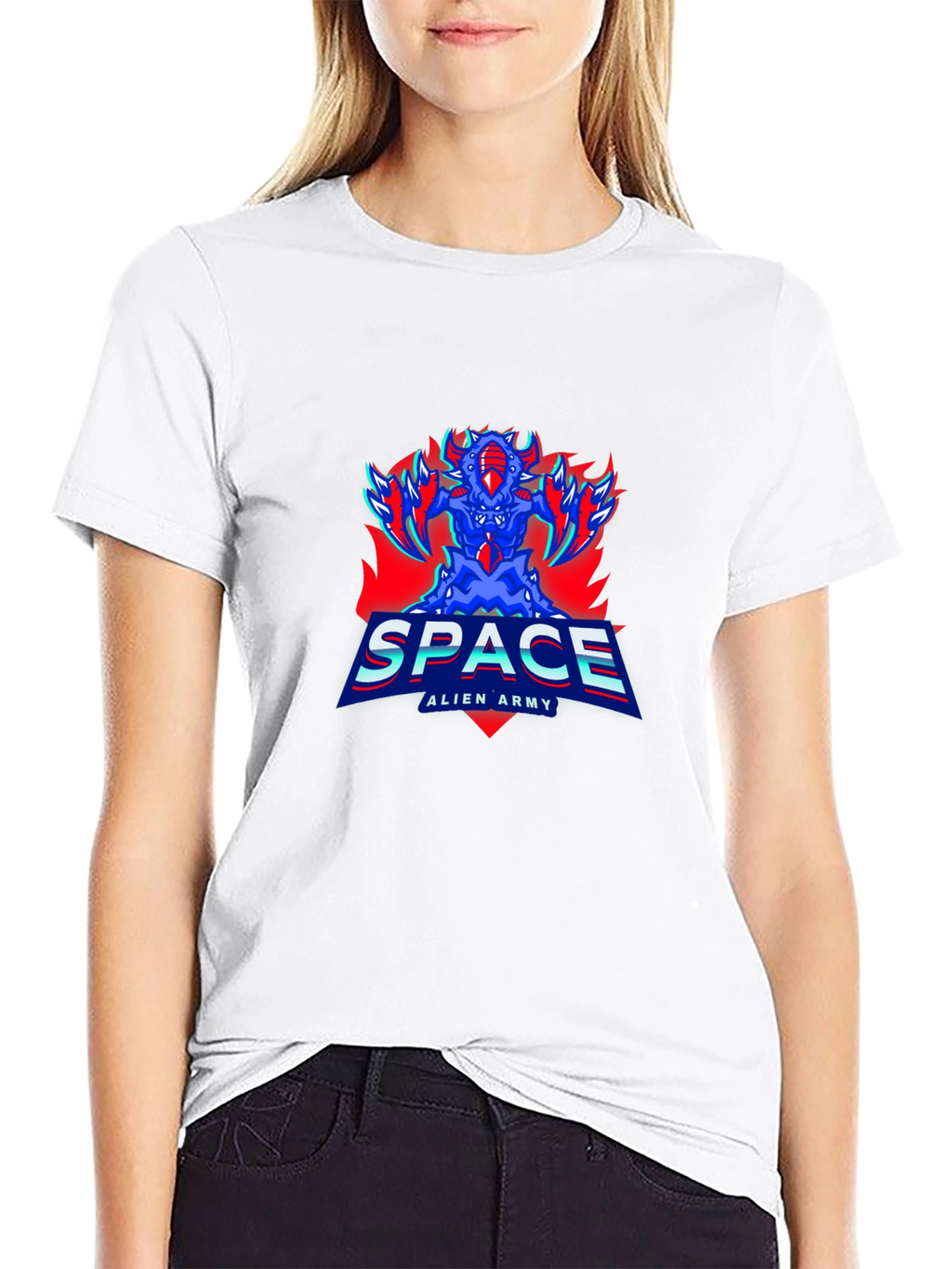 Space Alien Army Graphic Tee - Mens Black T-Shirt