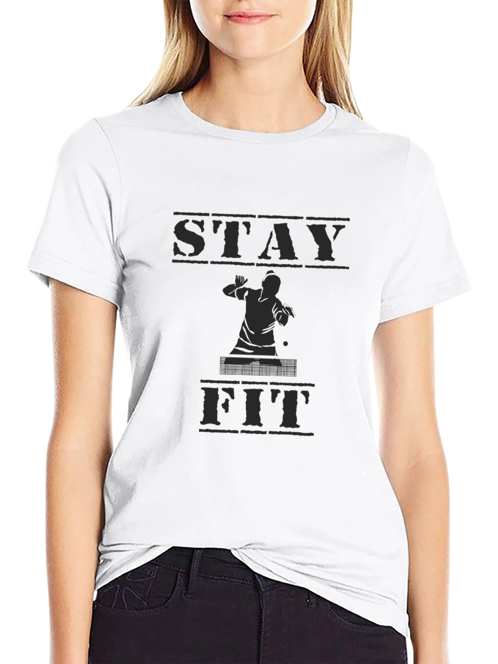 Stay Fit Black Graphic Tee