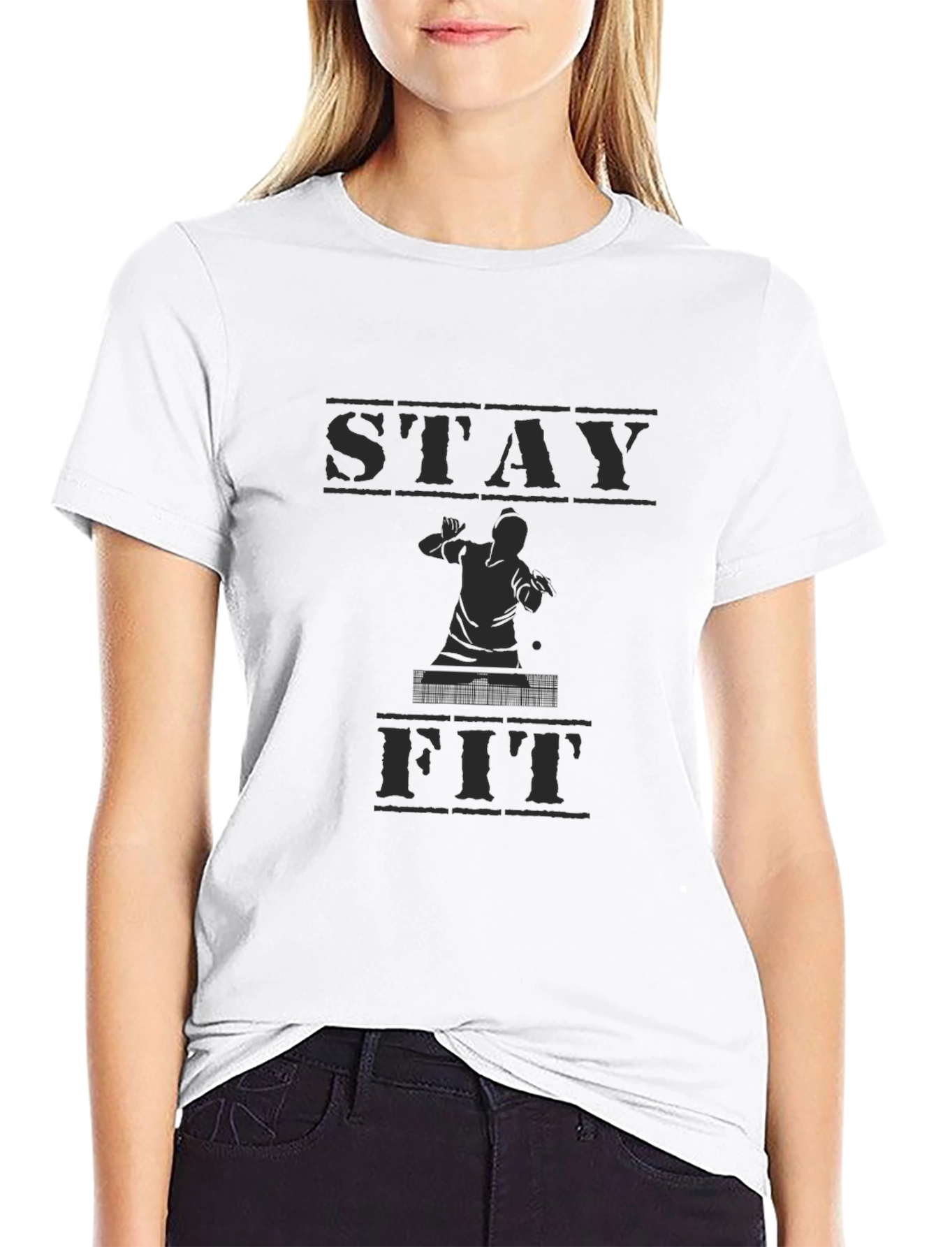 Stay Fit Black Graphic Tee