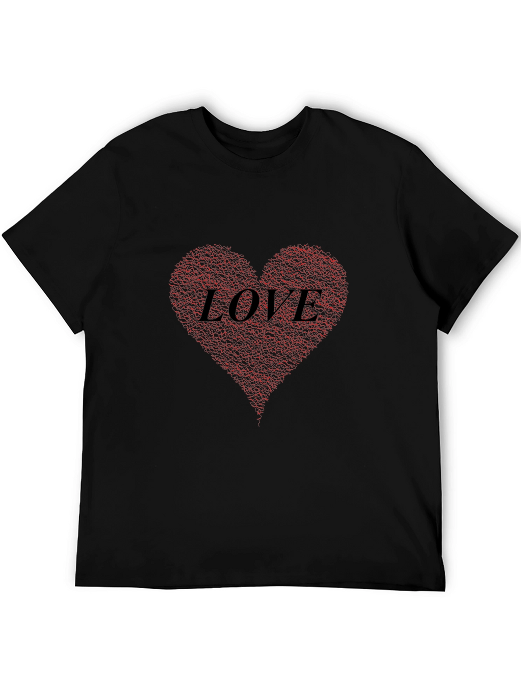 Love Heart Print Black T-Shirt