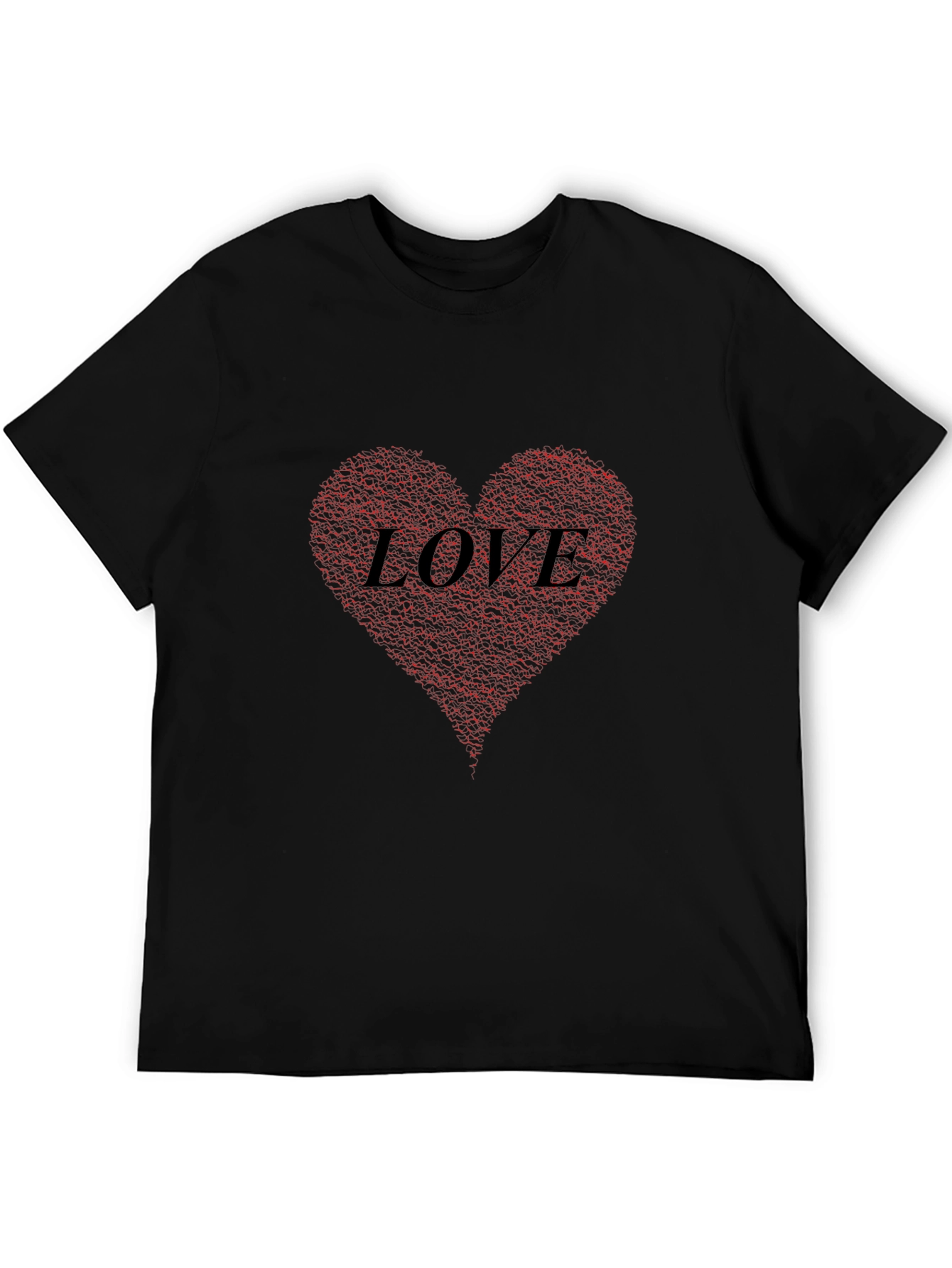Love Heart Print Black T-Shirt