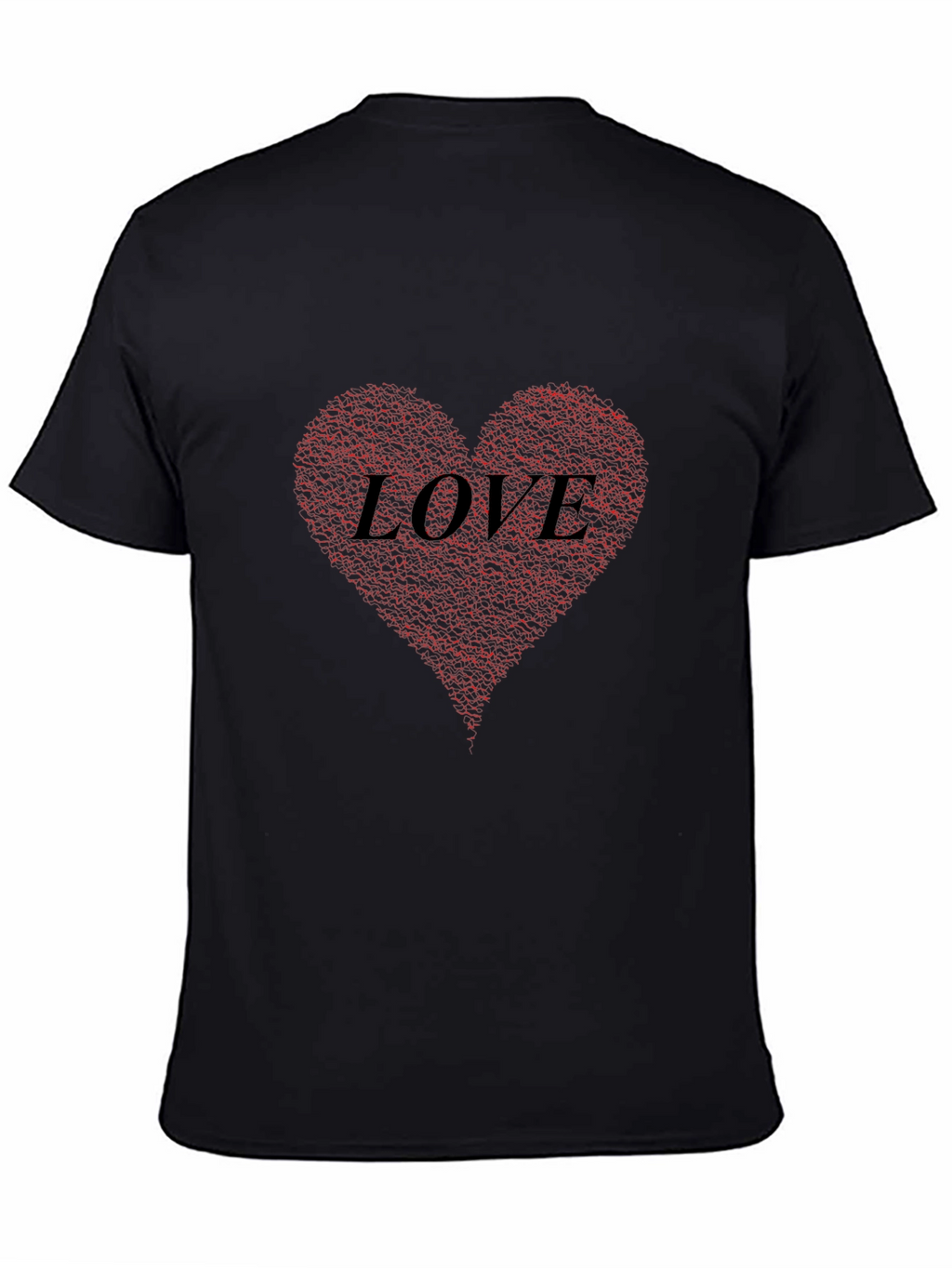 Love Heart Print Black T-Shirt