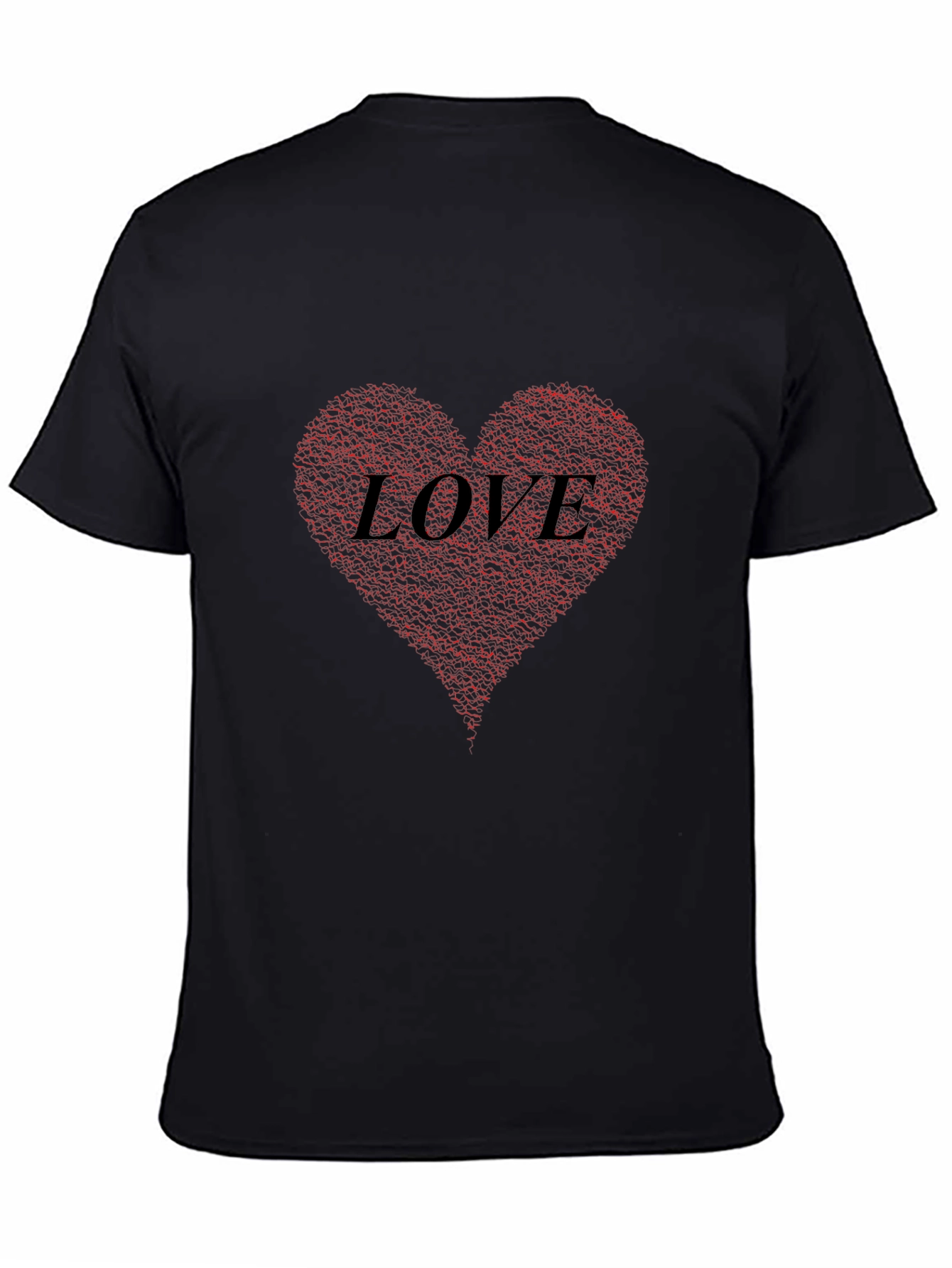Love Heart Print Black T-Shirt