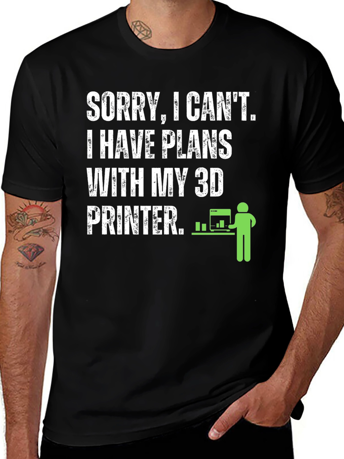 3D Printer Plans Graphic Tee - Black