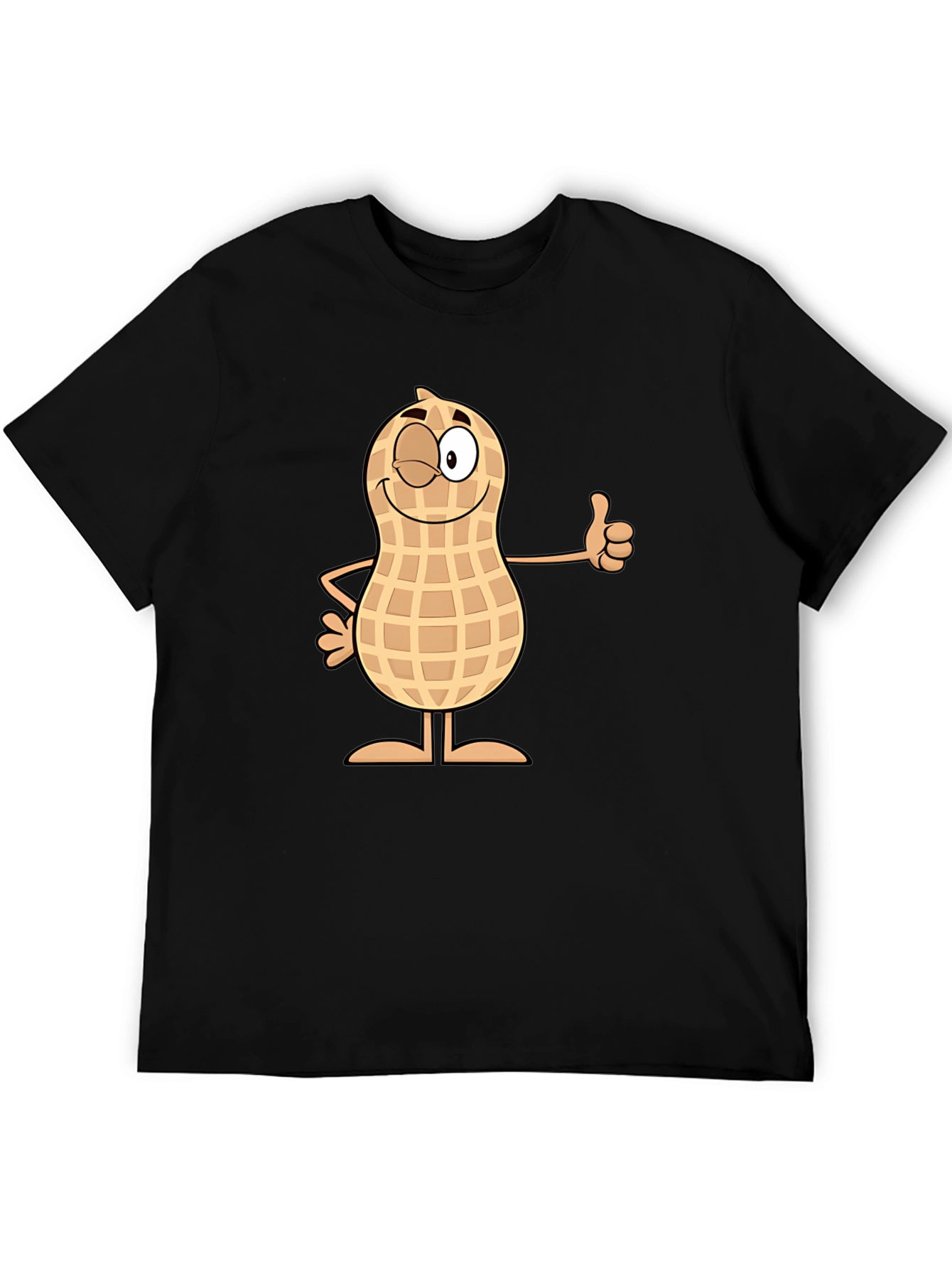 Funny Peanut Cartoon Black T-Shirt
