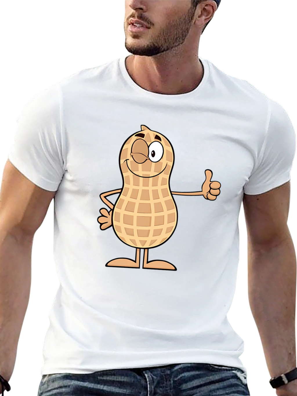 Funny Peanut Cartoon Black T-Shirt