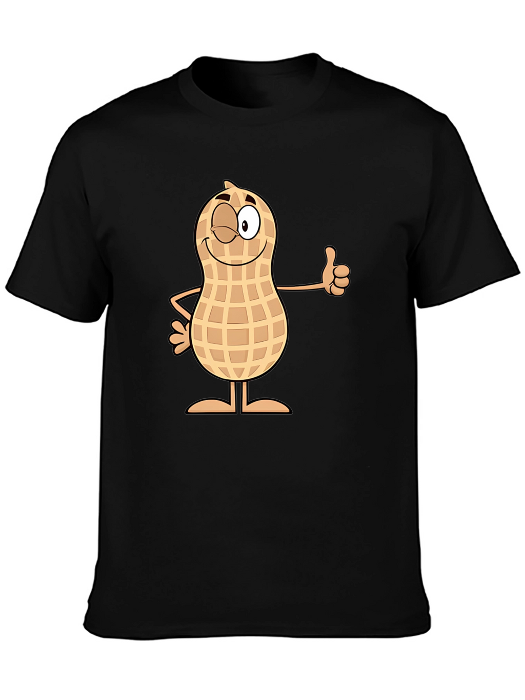 Funny Peanut Cartoon Black T-Shirt