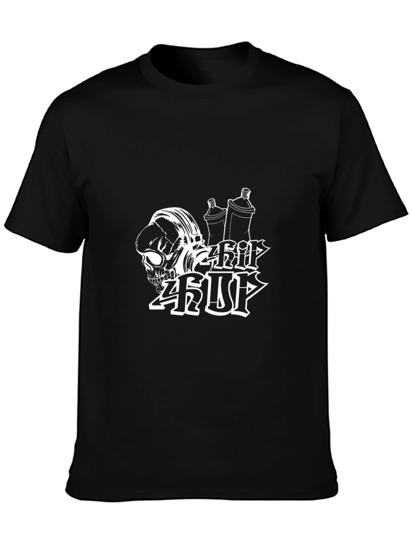 Urban Style Black Graphic Tee - Skull & Graffiti