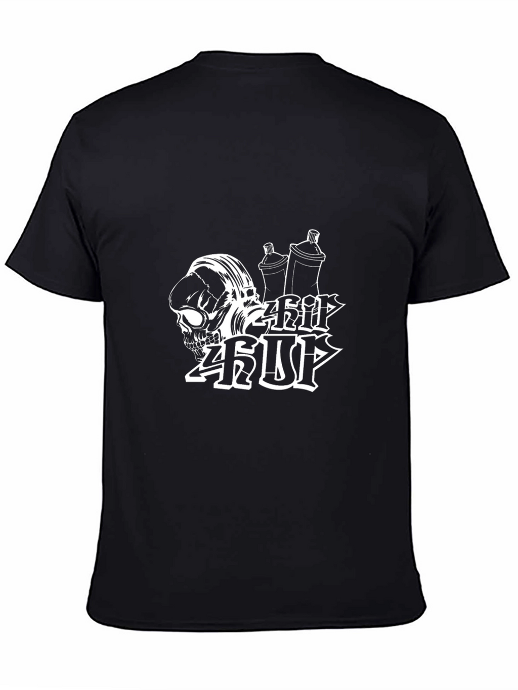 Urban Style Black Graphic Tee - Skull & Graffiti
