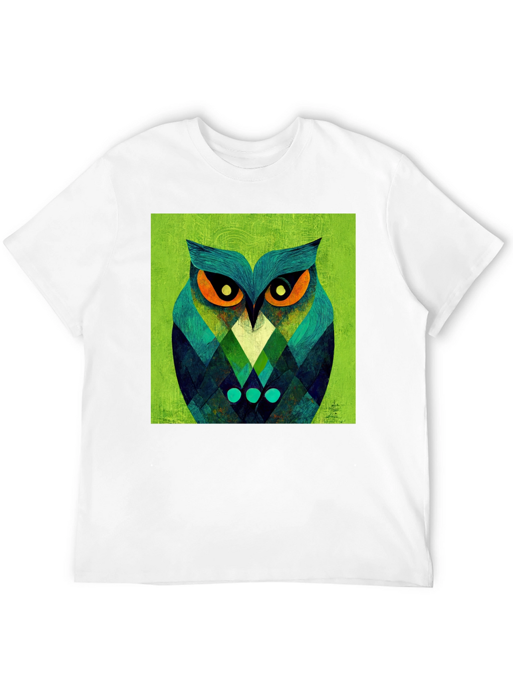 Geometric Owl Graphic Tee - Black Cotton Blend