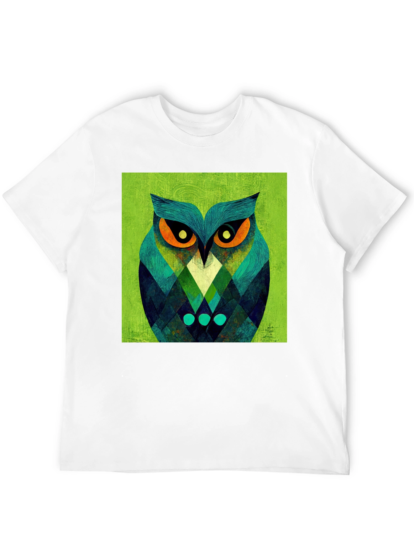 Geometric Owl Graphic Tee - Black Cotton Blend