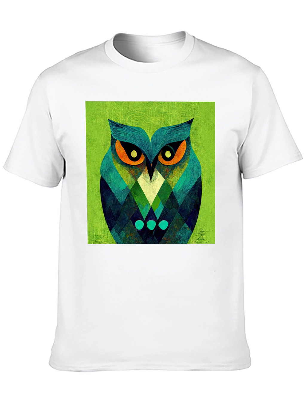 Geometric Owl Graphic Tee - Black Cotton Blend