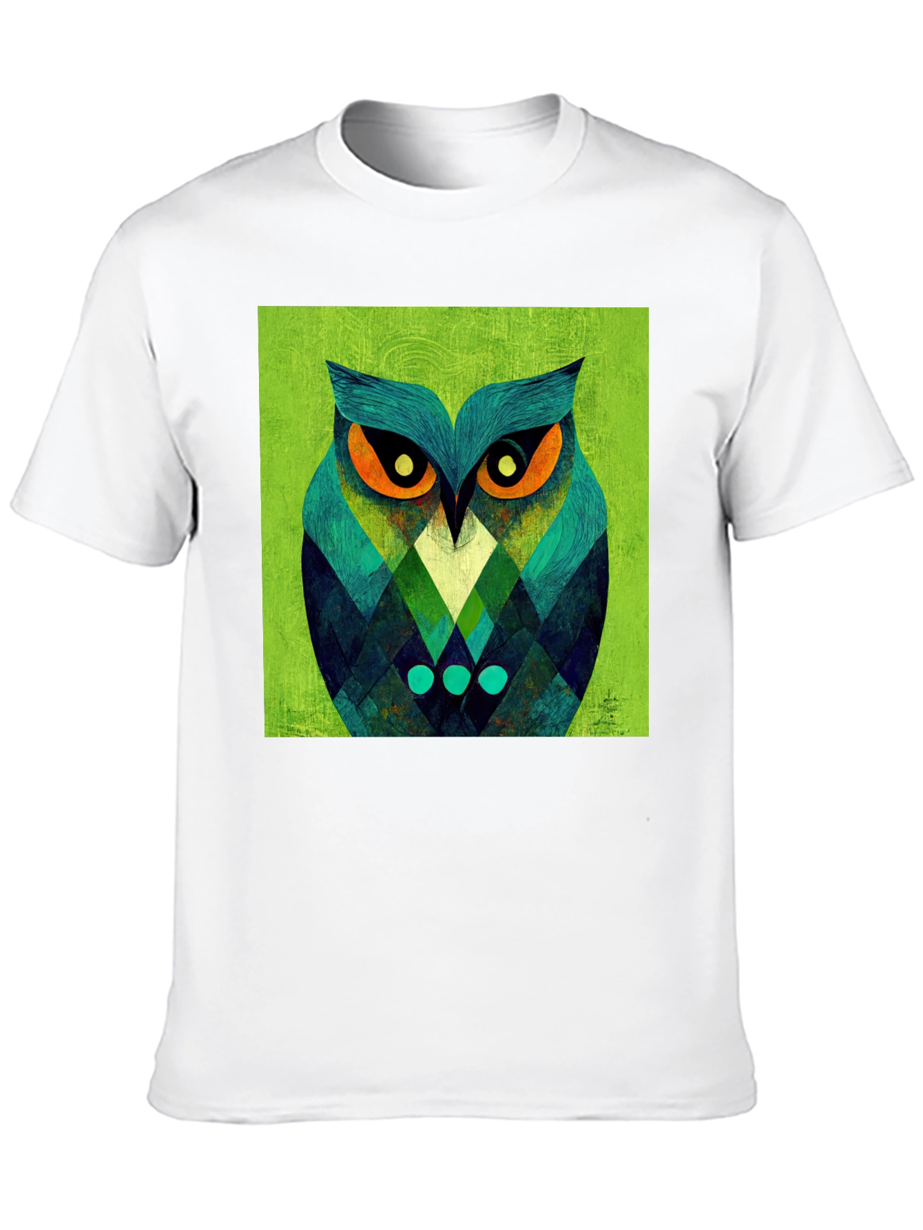 Geometric Owl Graphic Tee - Black Cotton Blend