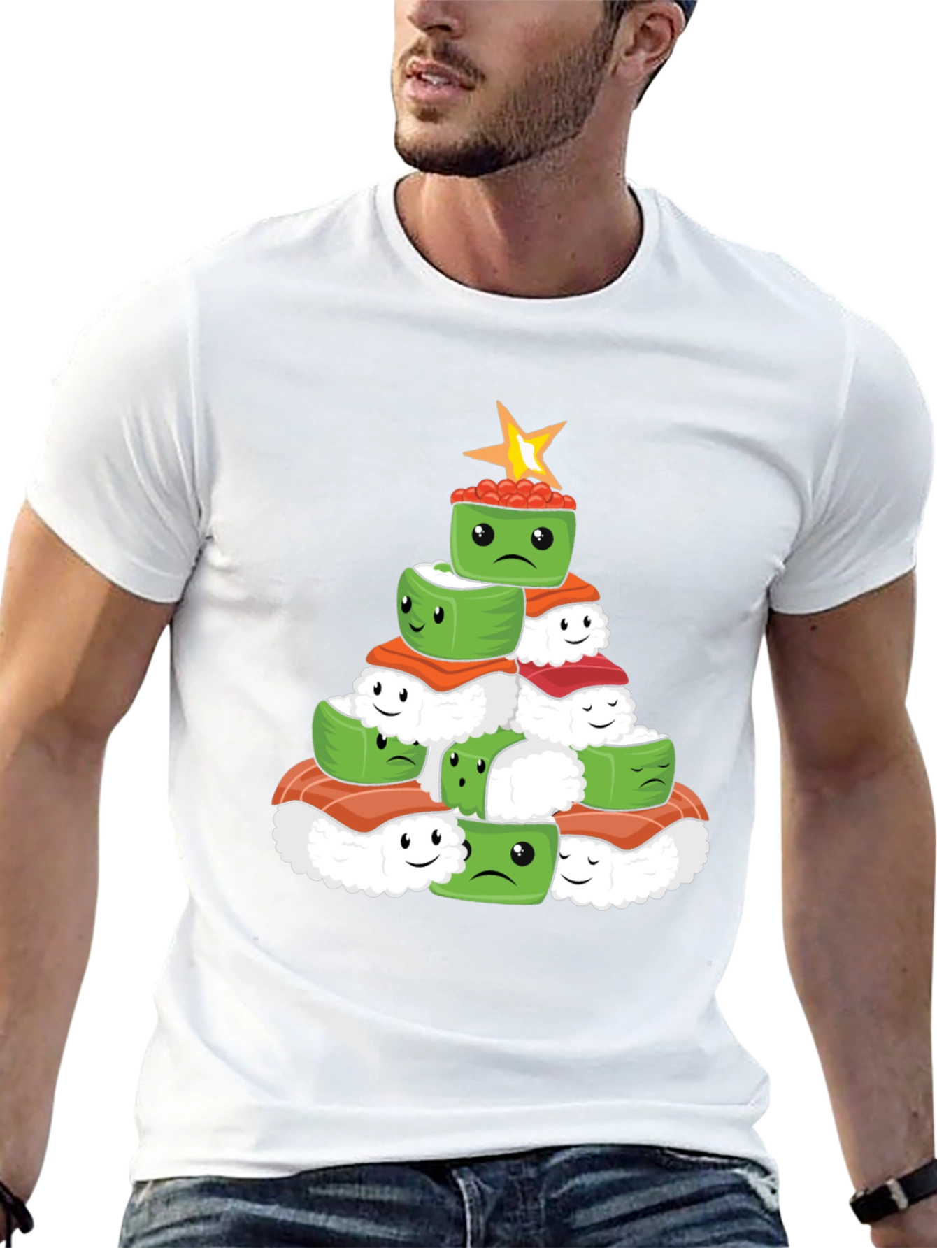 Sushi Christmas Tree Graphic Tee - Holiday Apparel
